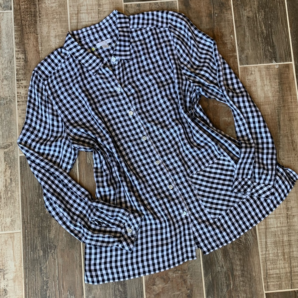 ✨ J. Jill Button Down Plaid Long Sleeve Top